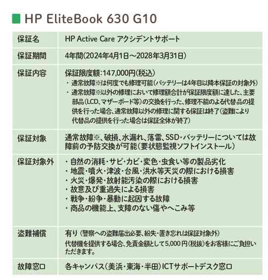 日本福祉大学　入学生・在学生限定　オリジナルパソコン2024　HP EliteBook 630 G10　(安心拡張保証4年付 )の画像